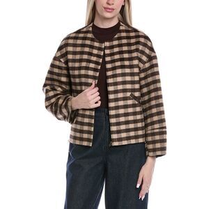 Color Block Womens Wool-Blend Jacket, Brown